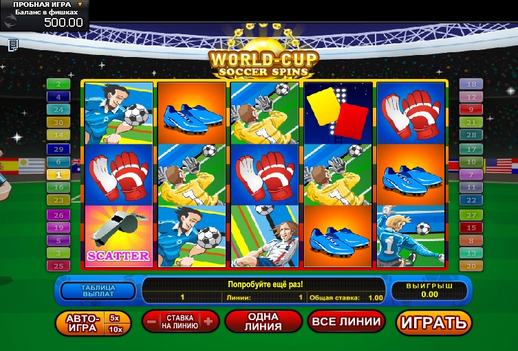 World-Cup Soccer Spin (Мировой кубок мира по футболу) из раздела Игровые автоматы