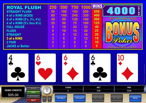 Bonus Poker (Бонус покер) из раздела Видео покер
