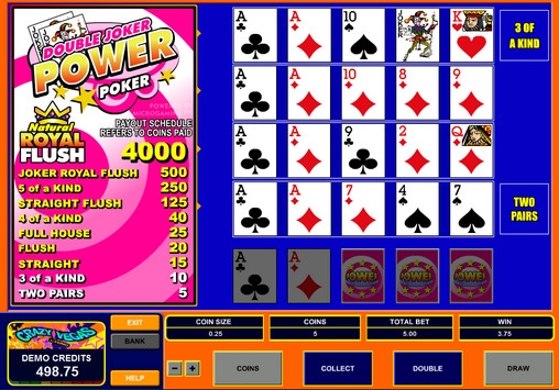 Double Joker Power Poker («Мощный» дабл-джокер покер) из раздела Видео покер