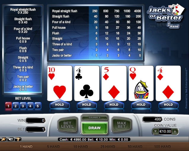 Jacks or Better  (Валеты или выше) из раздела Видео покер