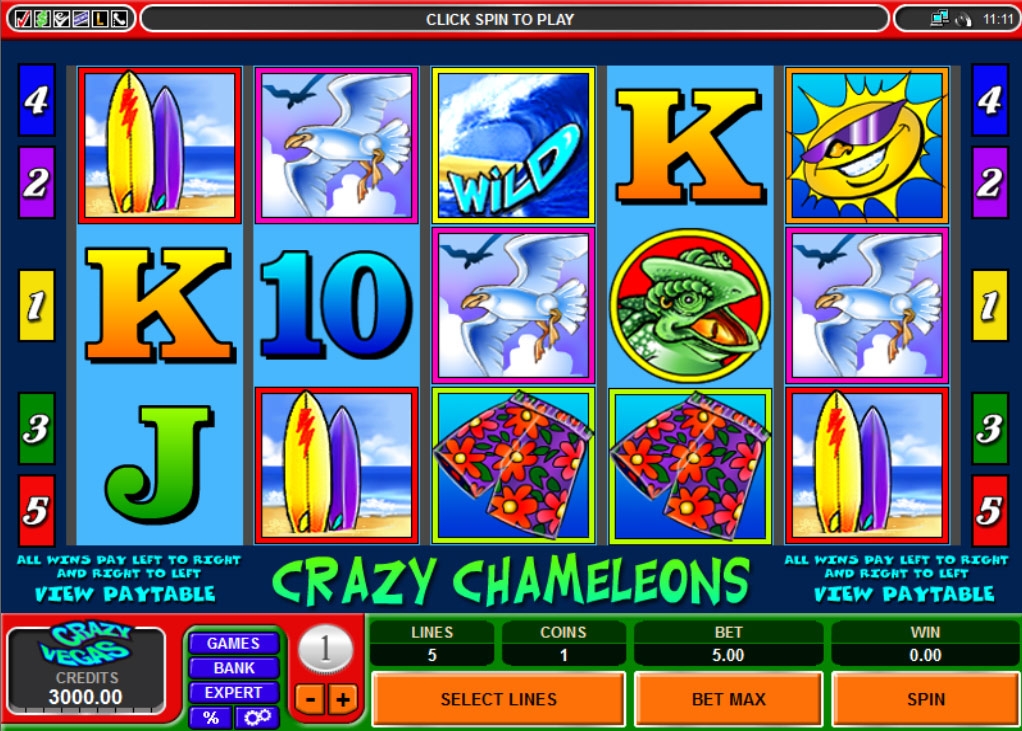 Crazy Chameleons (Сумасшедший Хамелеон) из раздела Игровые автоматы