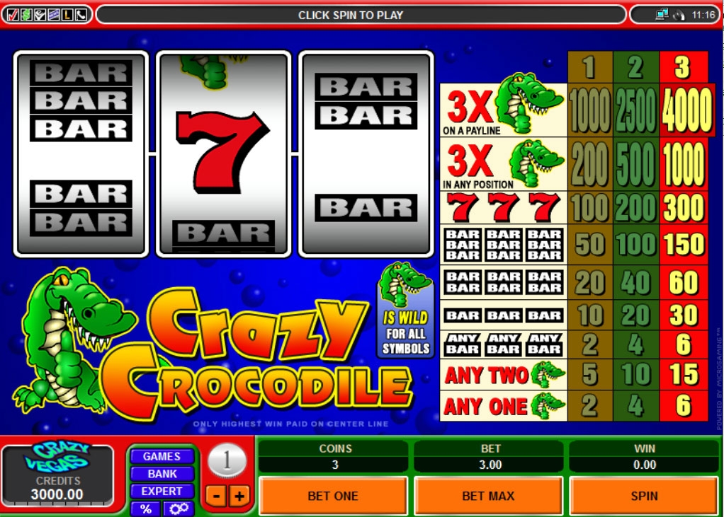 Crazy Crocodile (Сумасшедший Крокодил) из раздела Игровые автоматы