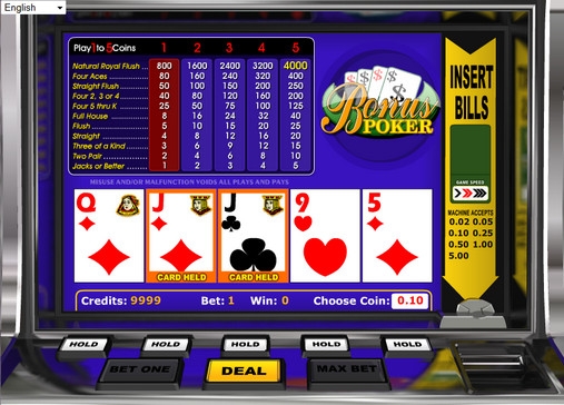 Bonus Poker (Бонус покер) из раздела Видео покер