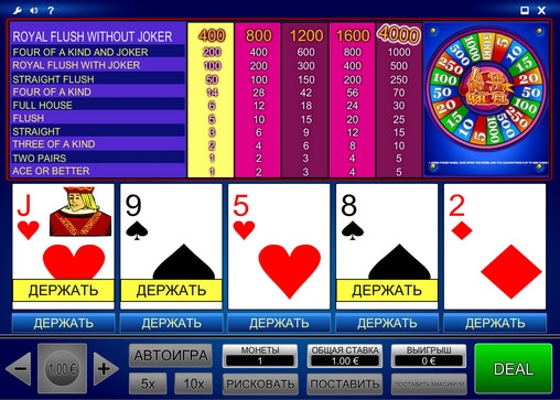 Joker Wheel Poker (Джокер покер с колесом фортуны) из раздела Видео покер