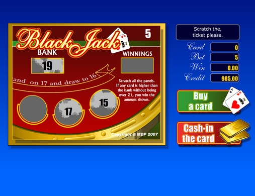 Blackjack Arcade (Блэкджек аркада) из раздела Скрэтч-карты