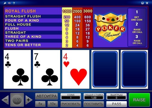 Poker Pursuit (Видео-покер «Преследование») из раздела Видео покер