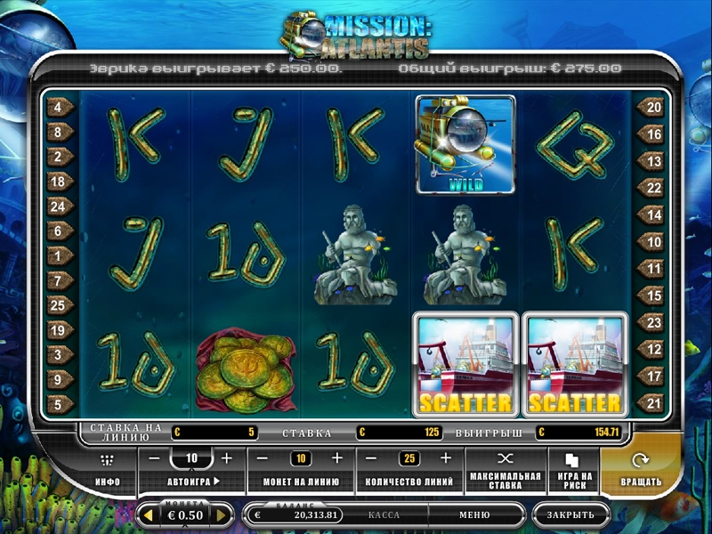 Mission Atlantis (Миссия Атлантида) из раздела Игровые автоматы