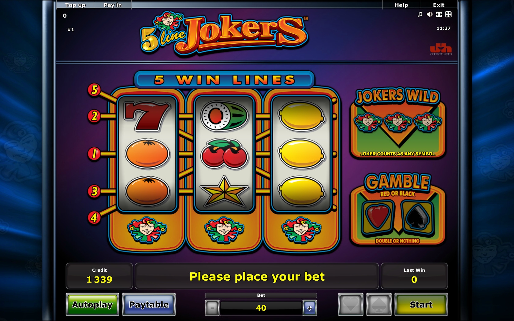 5-Line Jokers (Джокеры на пяти линиях) из раздела Игровые автоматы