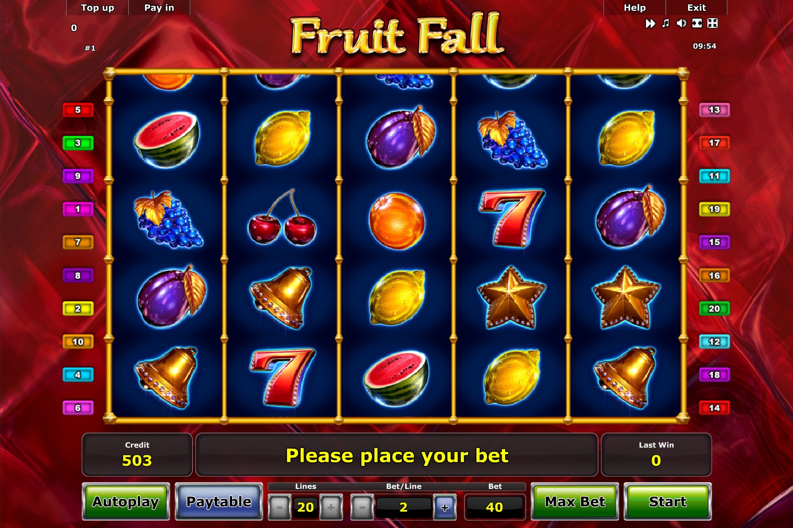 Fruit Fall (Падение фруктов) из раздела Игровые автоматы
