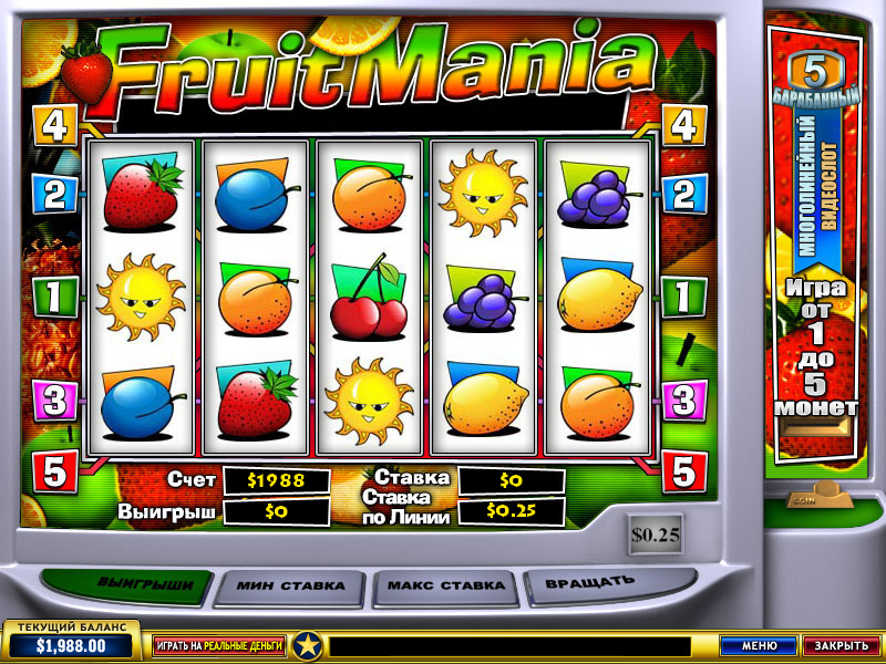 FruitMania (Фруктомания) из раздела Игровые автоматы