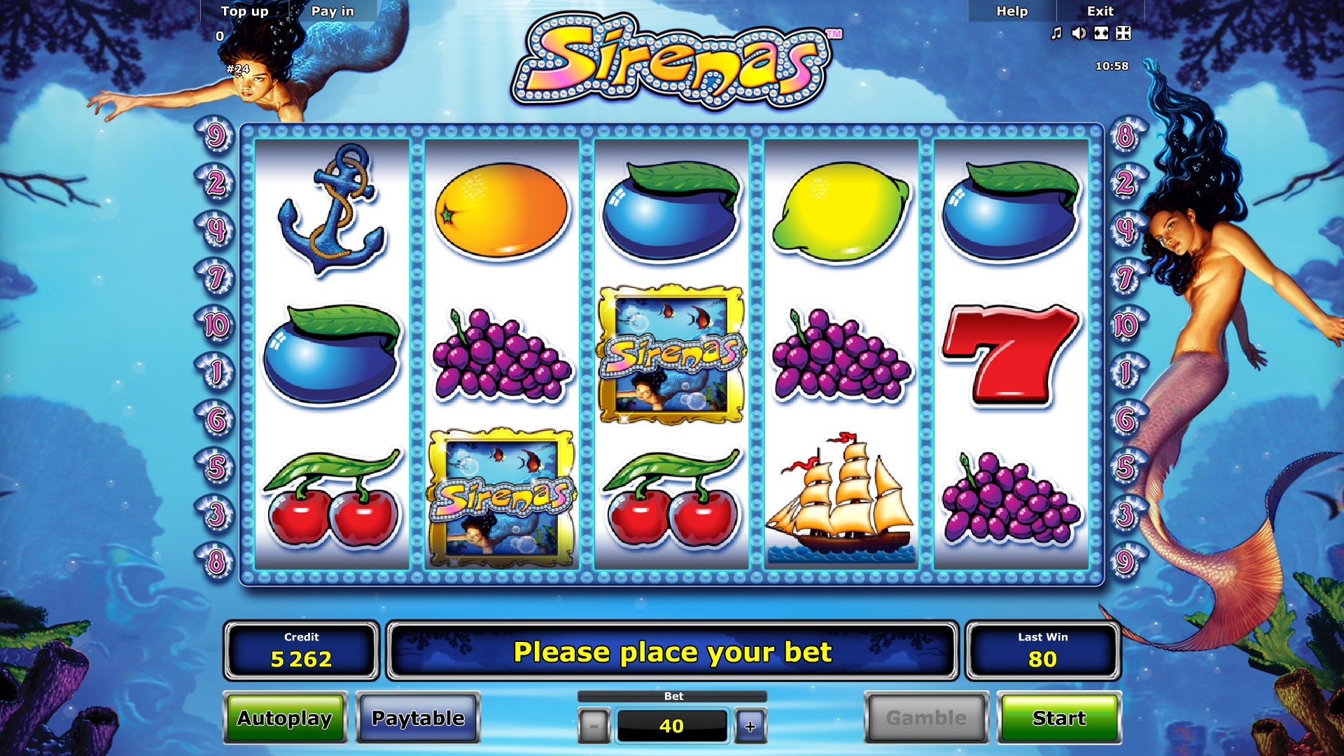 Sirenas (Сирены) из раздела Игровые автоматы