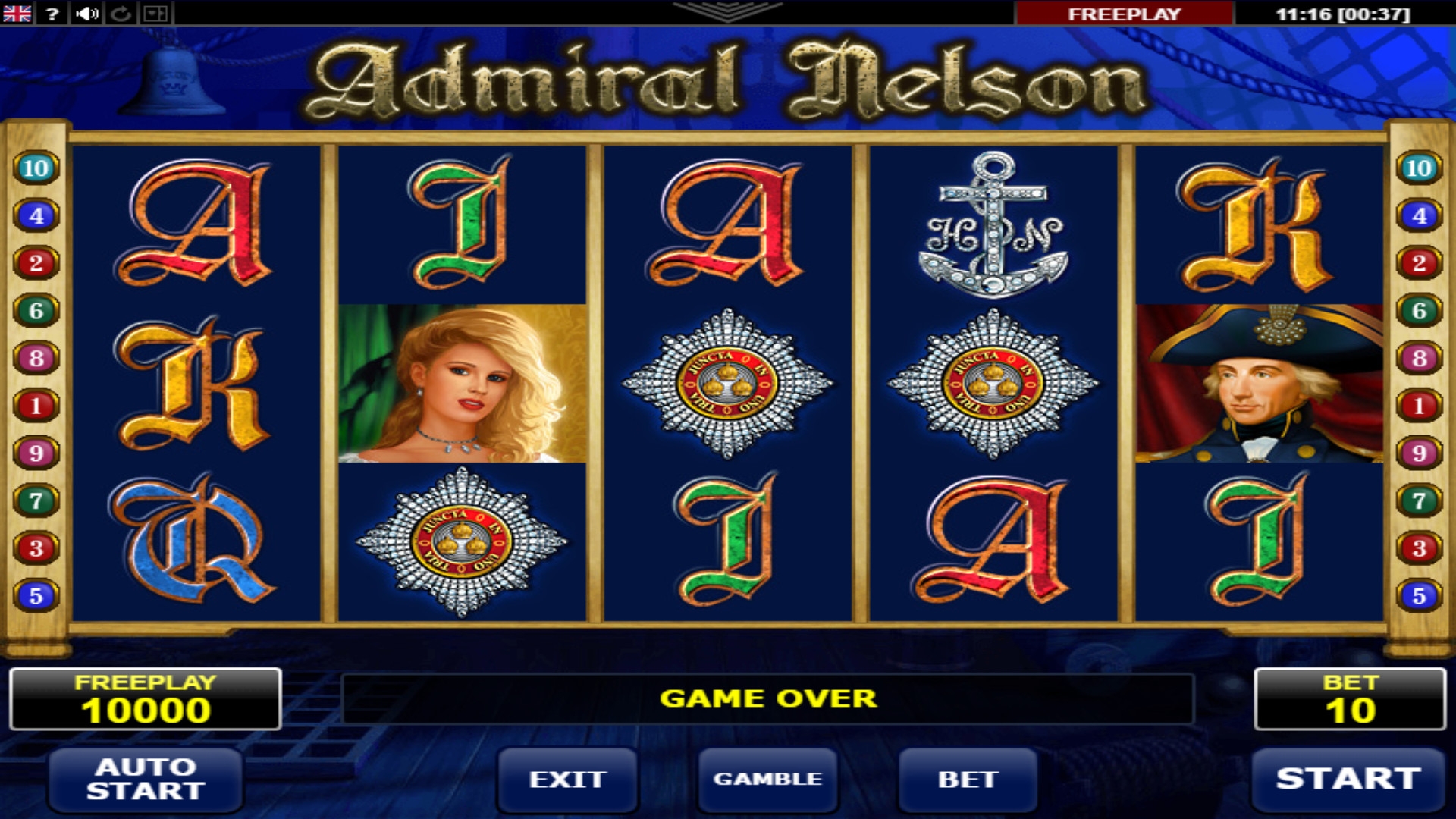 Admiral Nelson (Адмирал Нельсон) из раздела Игровые автоматы