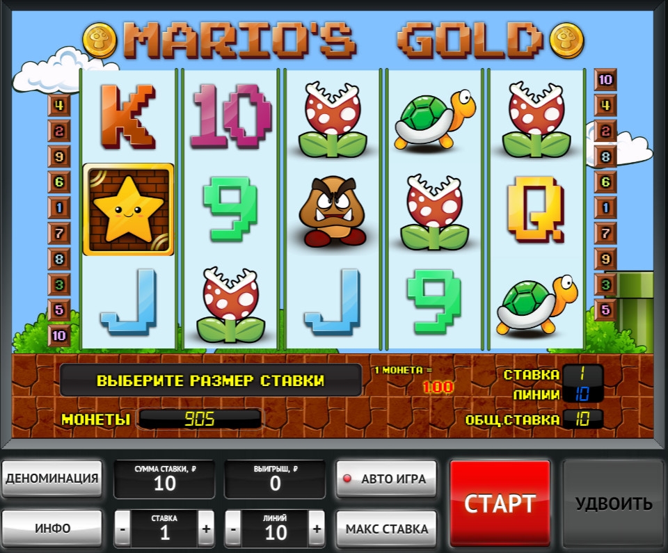 Mario’s Gold (Золото Марио) из раздела Игровые автоматы