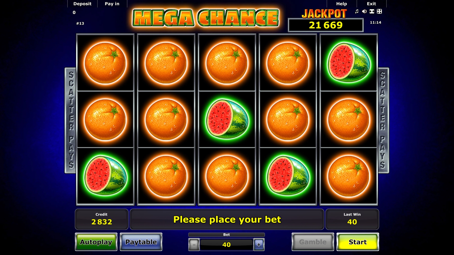 Mega Chance (Мега-шанс) из раздела Игровые автоматы