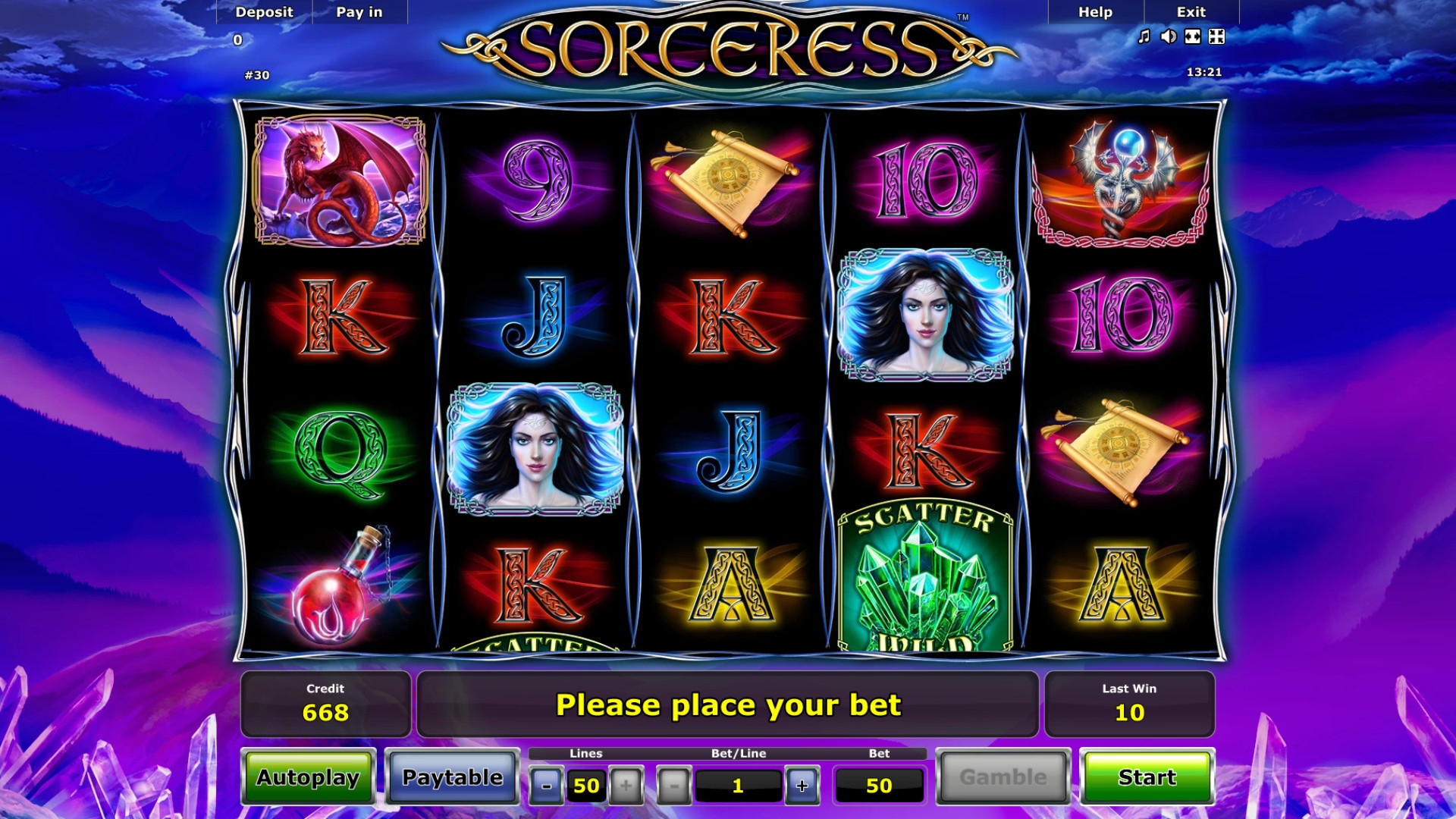 Sorceress (Чародейка) из раздела Игровые автоматы