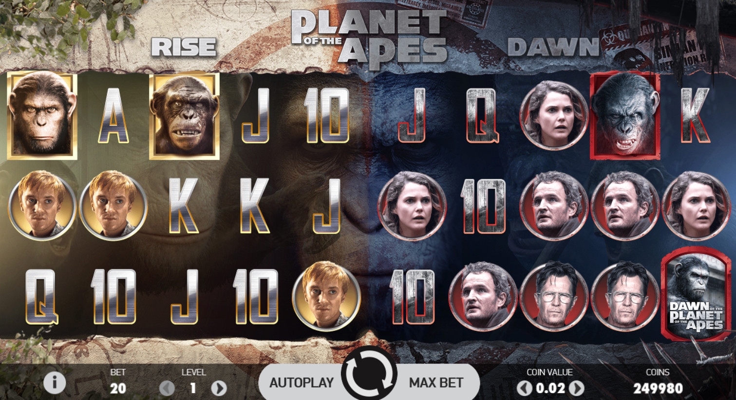 Planet of the Apes (Планета обезьян) из раздела Игровые автоматы