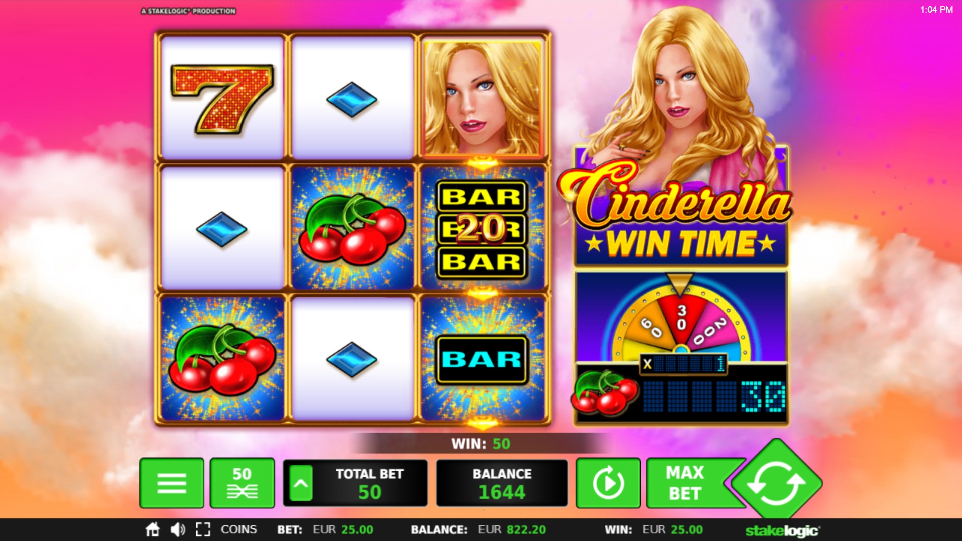Cinderella Win Time (Золушка – Время выигрывать) из раздела Игровые автоматы