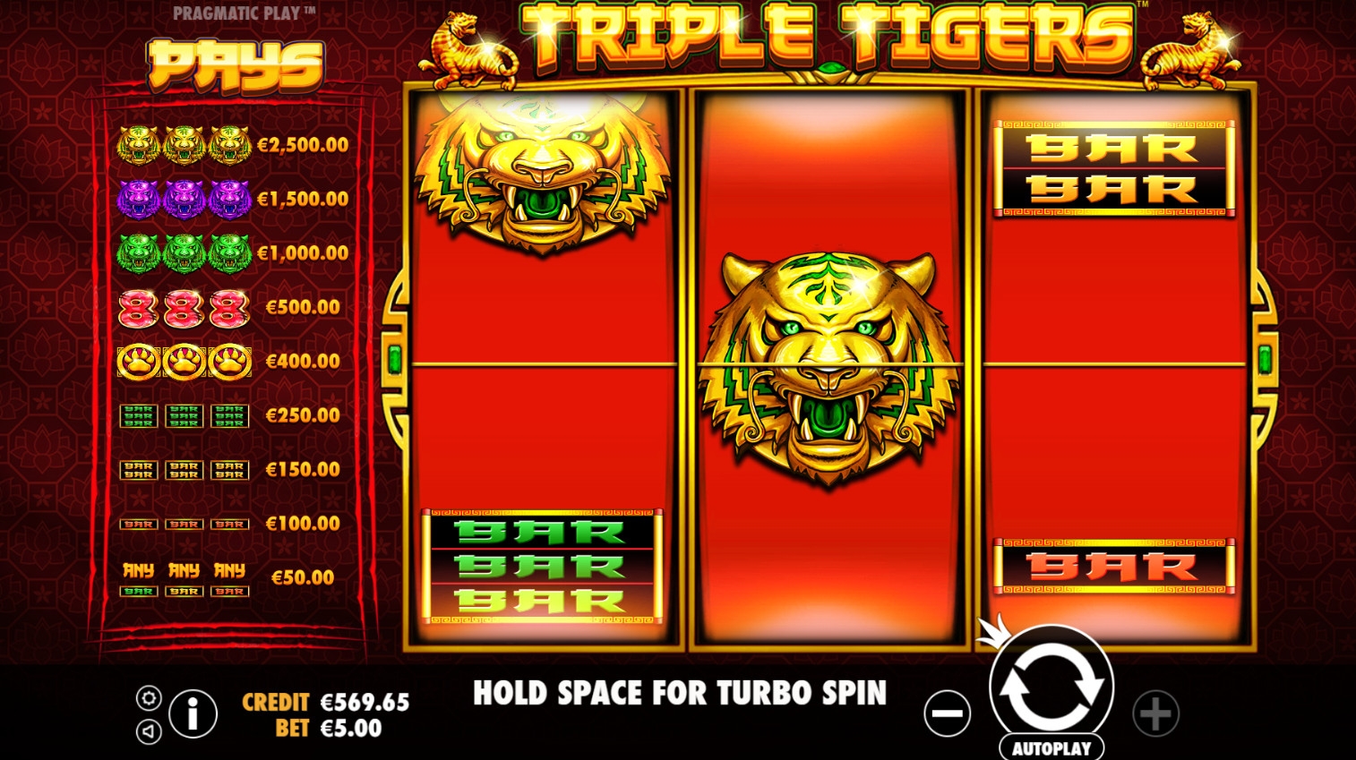 Triple Tigers (Тройные тигры) из раздела Игровые автоматы