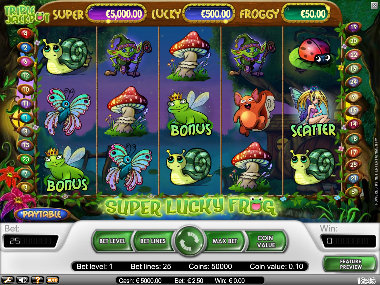 Super Lucky Frog (Удачливая лягушка) из раздела Игровые автоматы