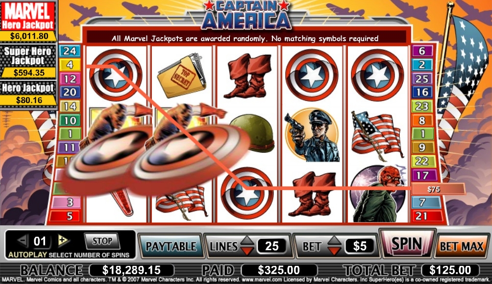 Captain America (Капитан Америка) из раздела Игровые автоматы
