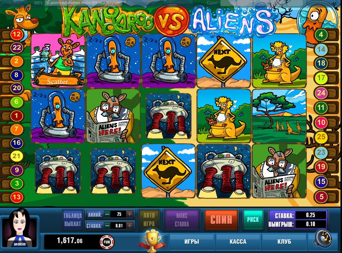 Kangaroo vs. Aliens (Кенгуру против пришельцев) из раздела Игровые автоматы