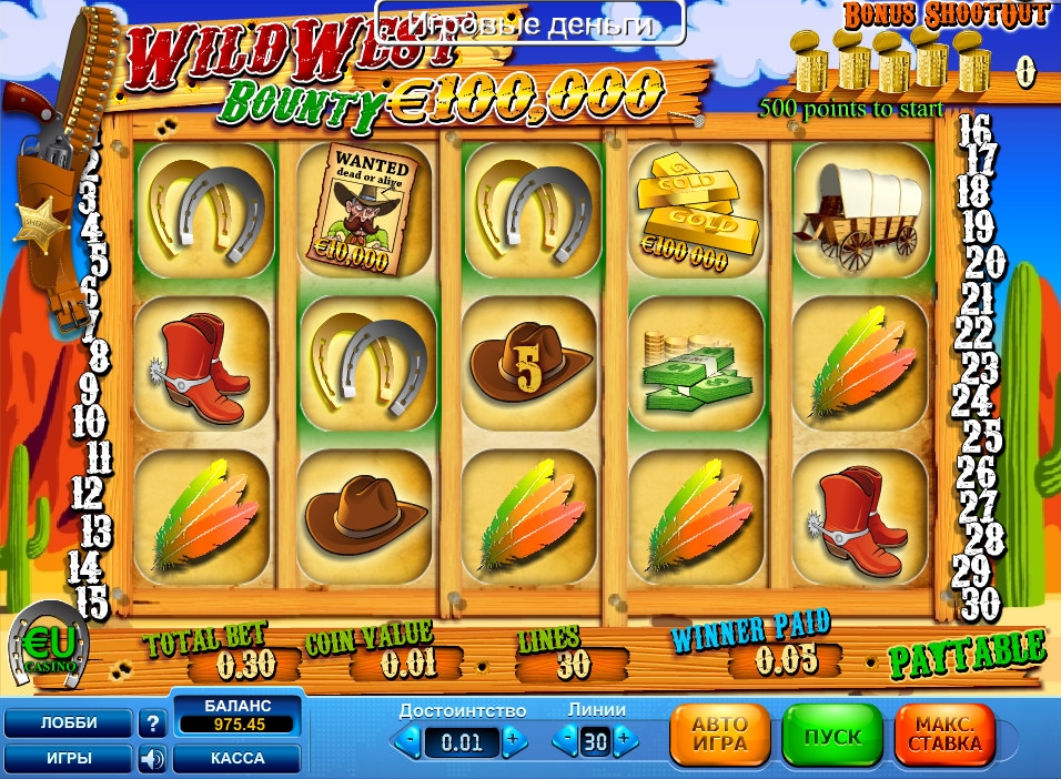 Wild West Bounty (Вознаграждение на Диком Западе) из раздела Игровые автоматы