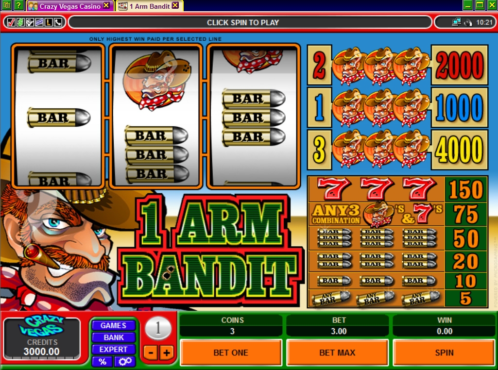 1 Arm Bandit (Однорукий бандит) из раздела Игровые автоматы
