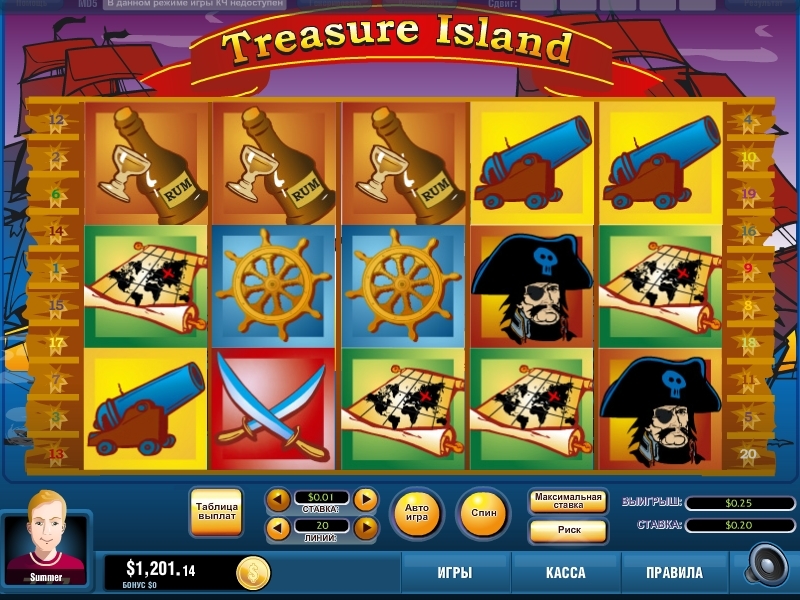 Treasure island (Остров сокровищ) из раздела Игровые автоматы
