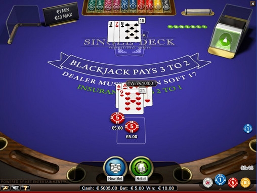 Blackjack Single Deck (Блэкджек одной колодой) из раздела Блэкджек