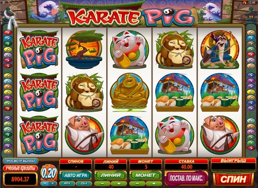 Karate Pig (Каратэ кабан) из раздела Игровые автоматы