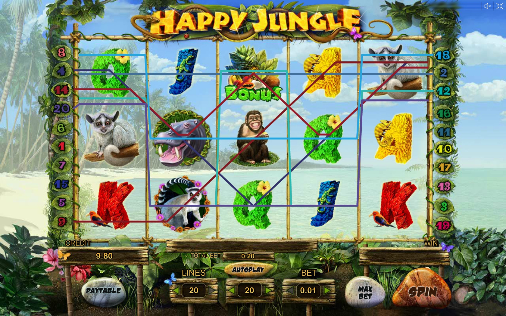 Happy Jungle (Счастливые джунгли) из раздела Игровые автоматы