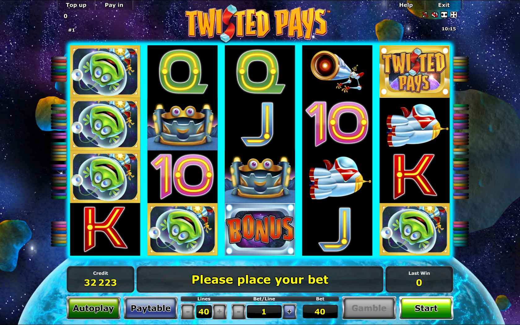 Twist Slots. Gaminator background.