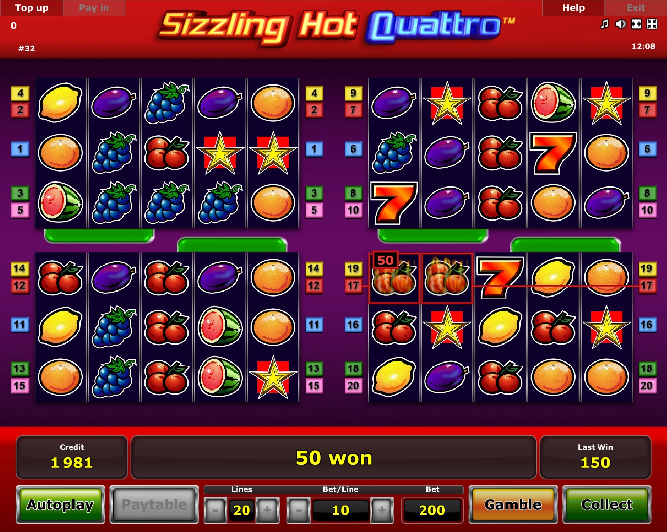 Sizzling Hot Quattro (Раскаленный - Кватро) из раздела Игровые автоматы