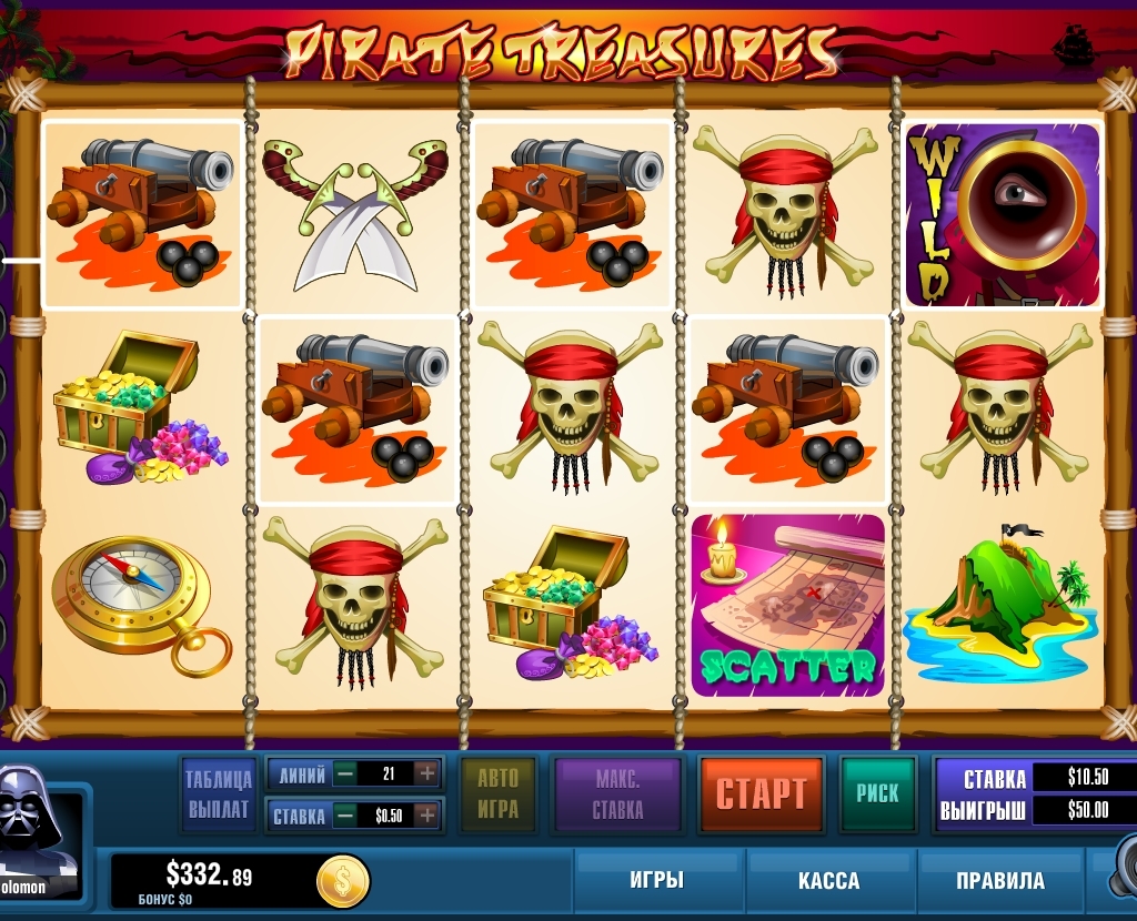 Treasures of pirates (Сокровища пиратов) из раздела Игровые автоматы